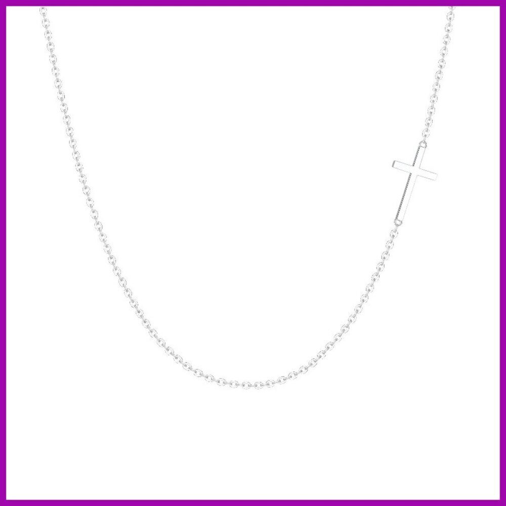 Sterling Silver Cross Necklace, Dainty Pendant, 15.7 Inch Chain with Extender
